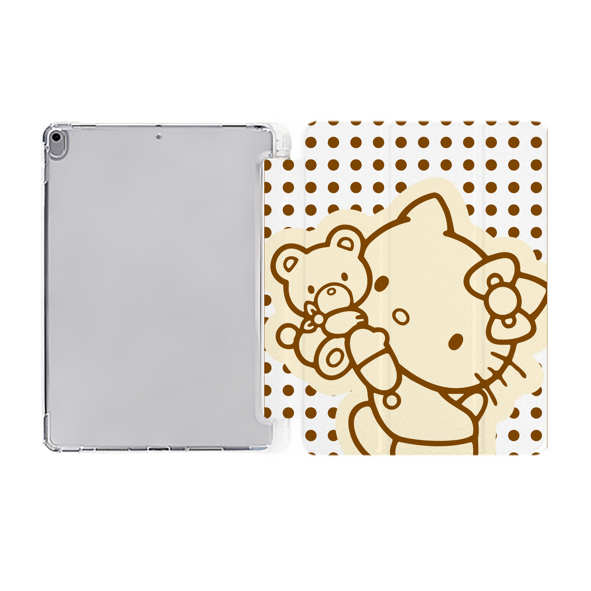（画像用） Hello Kitty ハローキティ IPad ケース ペン収納付き 三つ折りスタンド PUレザー×シリコン 対応機種9.5/10.5/10.9インチ